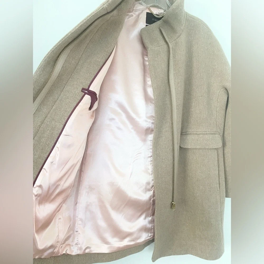 NWT J.Crew Stadium Cloth Nello‎ Gori Cocoon Coat Wool Blend Tan Sand Women's S